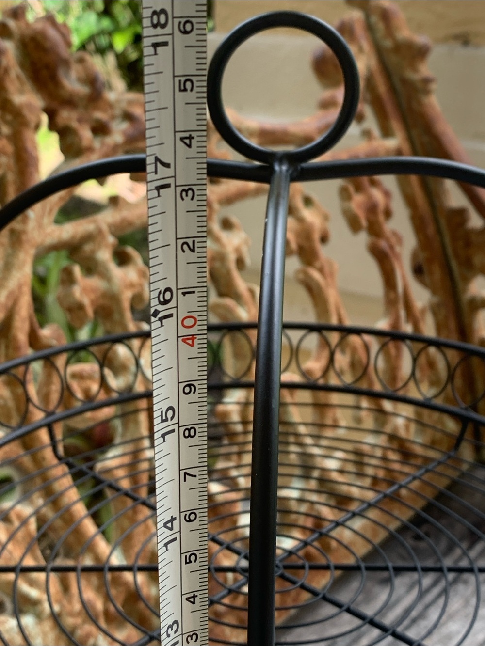 Vintage Two-Tier Decorative Metal Wire Stand - Black - Picture 5 of 8